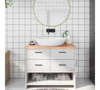 vidaXL Encimera de baño madera maciza tratada marrón claro 100x50x2 cm
