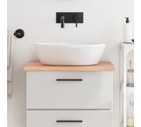 vidaXL Encimera de baño madera maciza tratada marrón claro 60x50x2 cm
