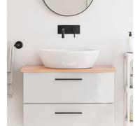 vidaXL Encimera de baño madera maciza tratada marrón claro 80x30x2 cm