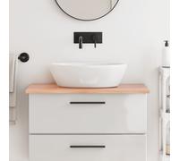 vidaXL Encimera de baño madera maciza tratada marrón claro 80x50x2 cm