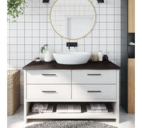 vidaXL Encimera de baño madera tratada marrón oscuro 100x50x(2-4) cm