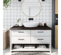 vidaXL Encimera de baño Tablero para mueble, madera maciza tratada, marrón oscuro 100x50x(2-6) cm