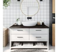 vidaXL Encimera de baño madera tratada marrón oscuro 100x60x(2-4) cm
