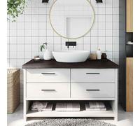 vidaXL Encimera de baño madera tratada marrón oscuro 100x60x(2-6) cm