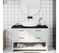 vidaXL Encimera de baño madera tratada marrón oscuro 120x60x(2-6) cm