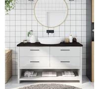 vidaXL Encimera de baño madera tratada marrón oscuro 140x50x(2-4) cm