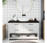 vidaXL Encimera de baño madera tratada marrón oscuro 140x50x(2-6) cm