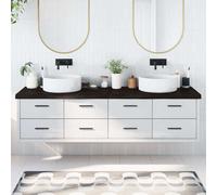 vidaXL Encimera de baño madera tratada marrón oscuro 200x50x(2-6) cm