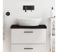 vidaXL Encimera de baño Tablero de mueble madera maciza tratada 60x40x(2-4) cm Marrón oscuro