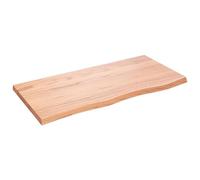 vidaXL Encimera baño madera maciza tratada marrón claro 100x50x(2-4)cm