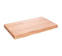 vidaXL Encimera baño madera maciza tratada marrón claro 80x50x(2-6) cm