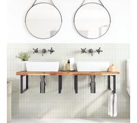 vidaXL Encimera para tocador de baño en madera de acacia, acabado aceite, 140x60x4 cm