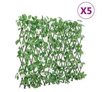 vidaXL Enrejado expansible de hiedra artificial verde 5 uds 180x60 cm