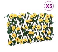 vidaXL Enrejado expansible hiedra artificial amarillo 5 uds 180x30 cm
