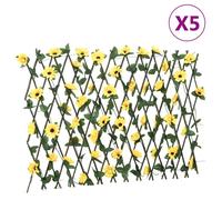 vidaXL Enrejado expansible hiedra artificial amarillo 5 uds 180x60 cm