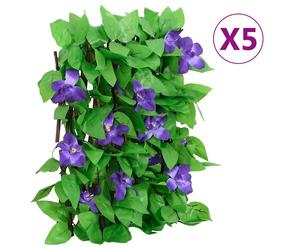 vidaXL Enrejado expansible hiedra artificial verde 5 uds 180x30 cm