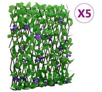 vidaXL Enrejado expansible hiedra artificial verde 5 uds 180x70 cm Verde