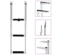 vidaXL Escalera de embarque plegable 3 peldaños acero inoxidable