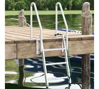 vidaXL Escalera de muelle de 3 pasos Plateado 58 x 77 x 144 cm