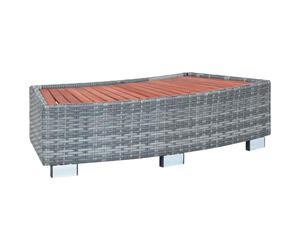 vidaXL Escalón Bañera Hidromasaje Ratán PE Protección Piscina Duradero Robusto Resistente Práctico Funcional Elegante Moderno Útil Gris 92x45x25cm
