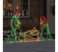 vidaXL Escena de Natividad iluminada Multicolor 112 x 71,5 cm PVC con luces LED para hogar y exterior