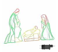 vidaXL Escena de Natividad Iluminada Multicolor 112 x 71,5 cm PVC, Sala, decoración Moderna, Luces LED, Adorno navideño, Decoraciones Festivas para el hogar y Exterior