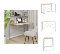 vidaXL Escritorio blanco con aspecto de roble, 110x60x70 cm, material de madera - Escritorios