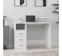 vidaXL Escritorio cajones madera contrachapada blanco 102x50x76 cm