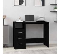 vidaXL Escritorio cajones madera contrachapada negro 102x50x76 cm