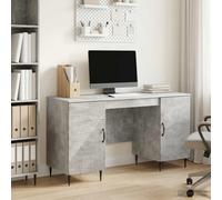 vidaXL Escritorio, color gris hormigón, 142,5 x 50 x 75 cm, material de madera