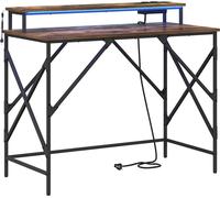 vidaXL Escritorio, color roble ahumado, 100 x 50 x 86,5 cm, material de madera