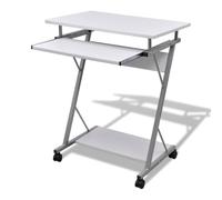 vidaXL Escritorio de ordenador con bandeja de teclado extraíble, estructura resistente, blanco