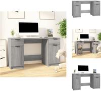 vidaXL Escritorio con armario auxiliar, color gris Sonoma, fabricado en material de madera. - Escritorios