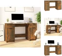 vidaXL Escritorio con armario auxiliar, color roble ahumado, material de madera. - Escritorios