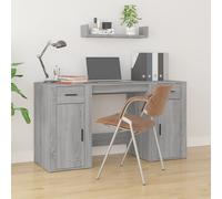 vidaXL Escritorio con armario contrachapada gris sonoma