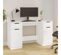 vidaXL Escritorio con armario lateral madera contrachapada blanco