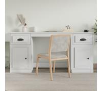 vidaXL Escritorio con armario madera contrachapada blanco