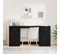 vidaXL Escritorio con armario Roble Negro Madera de ingeniería
