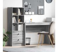 vidaXL Escritorio con cajón con estante 2 pcs Gris Sonoma