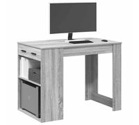 vidaXL Escritorio con cajón estante madera contrachapada gris sonoma