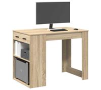 vidaXL Escritorio con cajón estante madera contrachapada roble sonoma