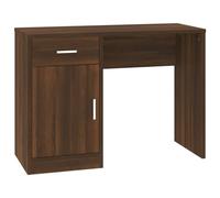 vidaXL Escritorio con cajón y armario – Contrachapada, puerta, para ordenador – Roble marrón