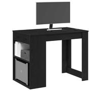 vidaXL Escritorio con cajón y estante madera contrachapada roble negro