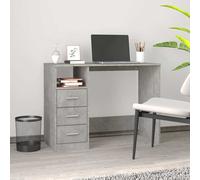 vidaXL Escritorio con cajones contrachapada Gris hormigón 102x50x76 cm