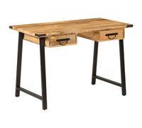 vidaXL Escritorio con Cajones, Mesa Rectangular, Escritorio de Ordenador, Mueble Mesa para Oficina Estudio, Madera Mango Maciza y Hierro
