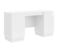 vidaXL Escritorio con estante 142,5 x 50 x 75 cm Madera de Ingeniería Multicolor Blanco brillante