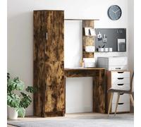 vidaXL Escritorio 2 pcs Roble ahumado