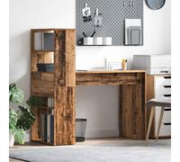 vidaXL Escritorio con estante Madera envejecida 113 x 54 x 120 cm