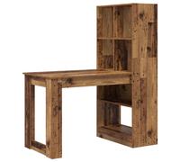 vidaXL Escritorio con estante Madera envejecida 122 x 67 x 145 cm