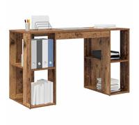 vidaXL Escritorio con Estante Madera Envejecida 130 x 50.5 x 75 cm, Escritorio para casa, Mesa Moderna, estación de Trabajo Resistente, Ahorra Espacio, Estudio con Almacenamiento